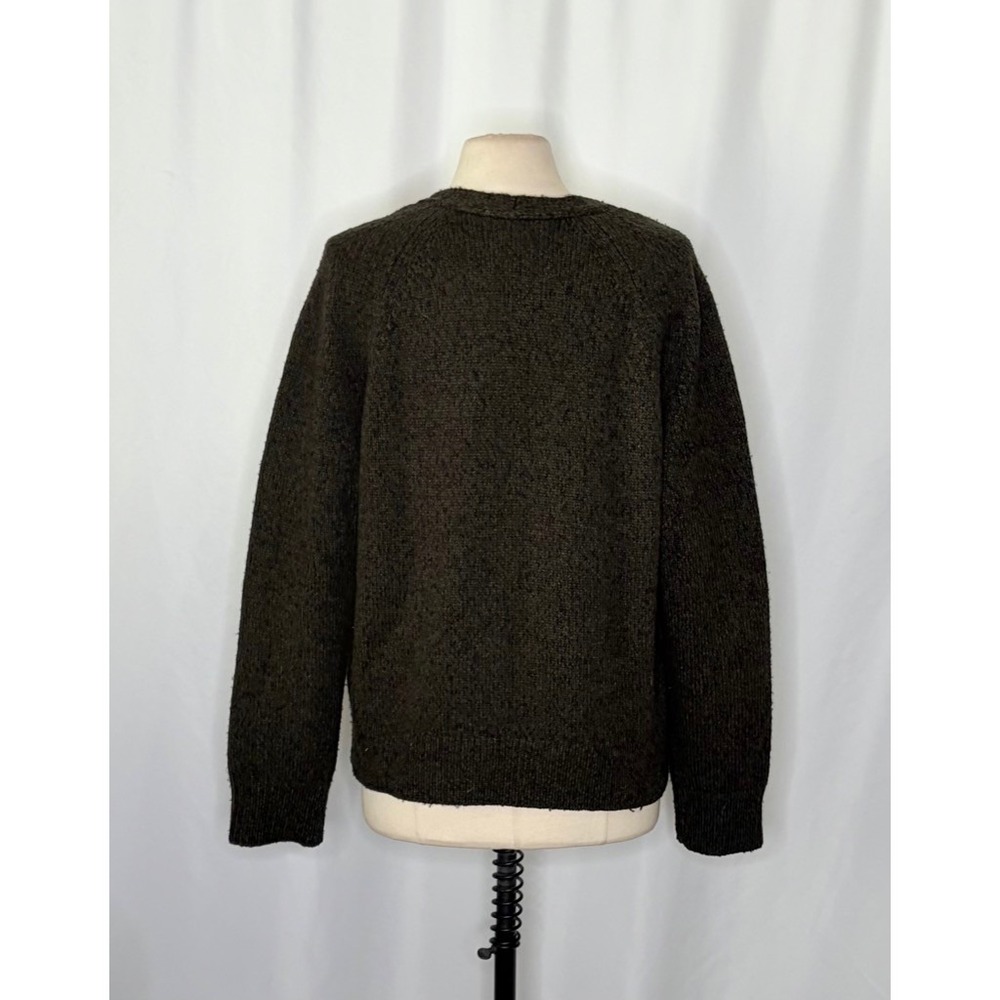 VINCE Merino‎ Wool Cashmere V Neck Sweater Raglan Pullover Green Marled Large - Picture 9 of 14